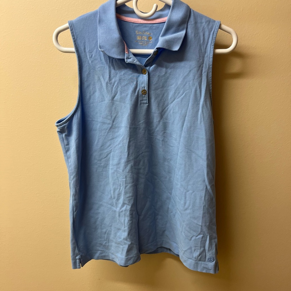 Lilly Pulitzer Blue Muscle Tee Polo Top